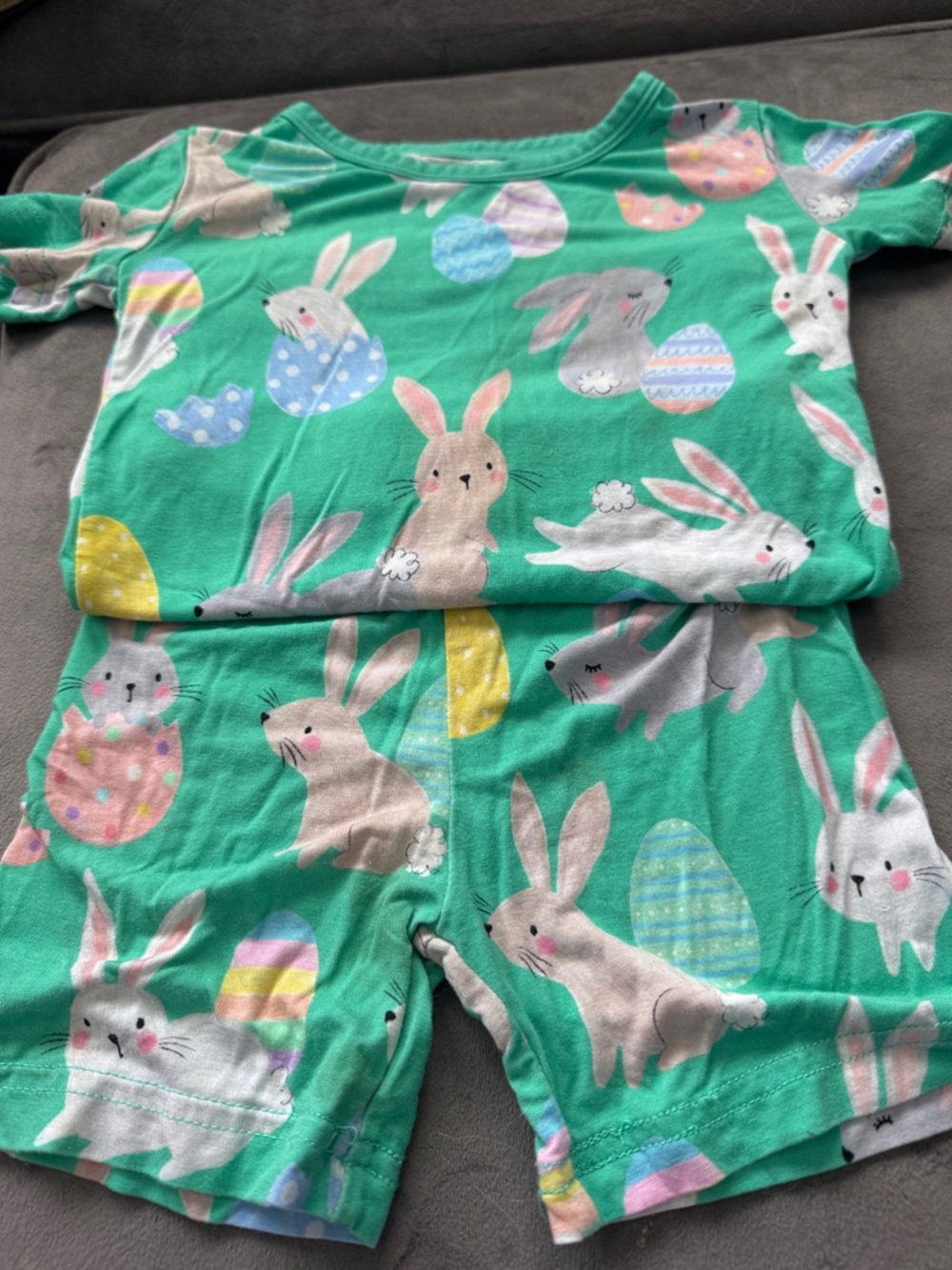 Little Sleepies Green Bunny & Pastel Egg Pajama Set